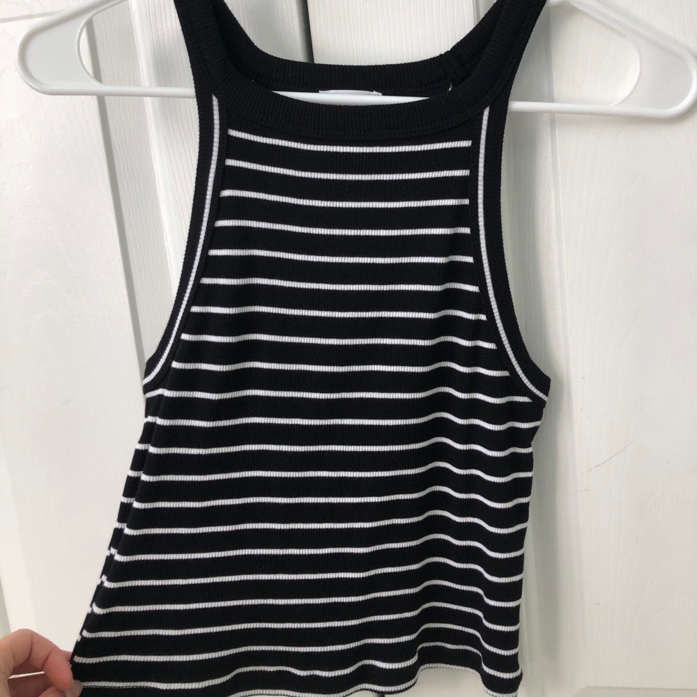 Black and white striped crop top
